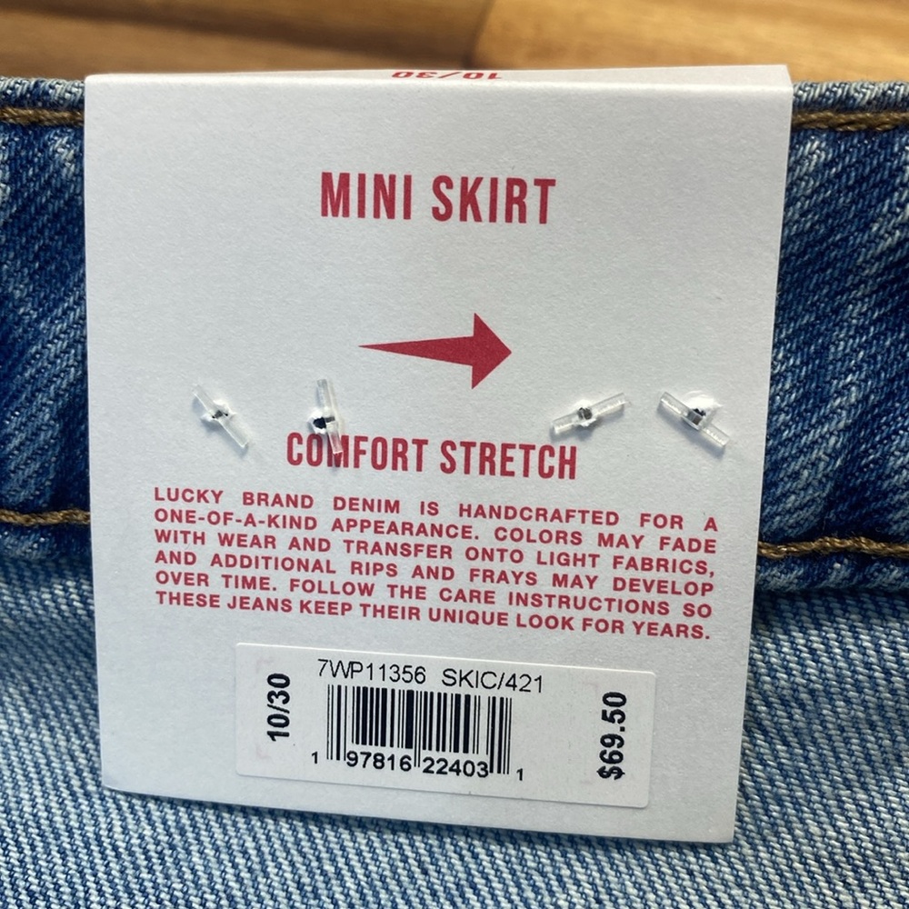 🍀 Lucky Brand Light Blue Sun-kissed Cut Denim Mini Skirt - Picture 5 of 7